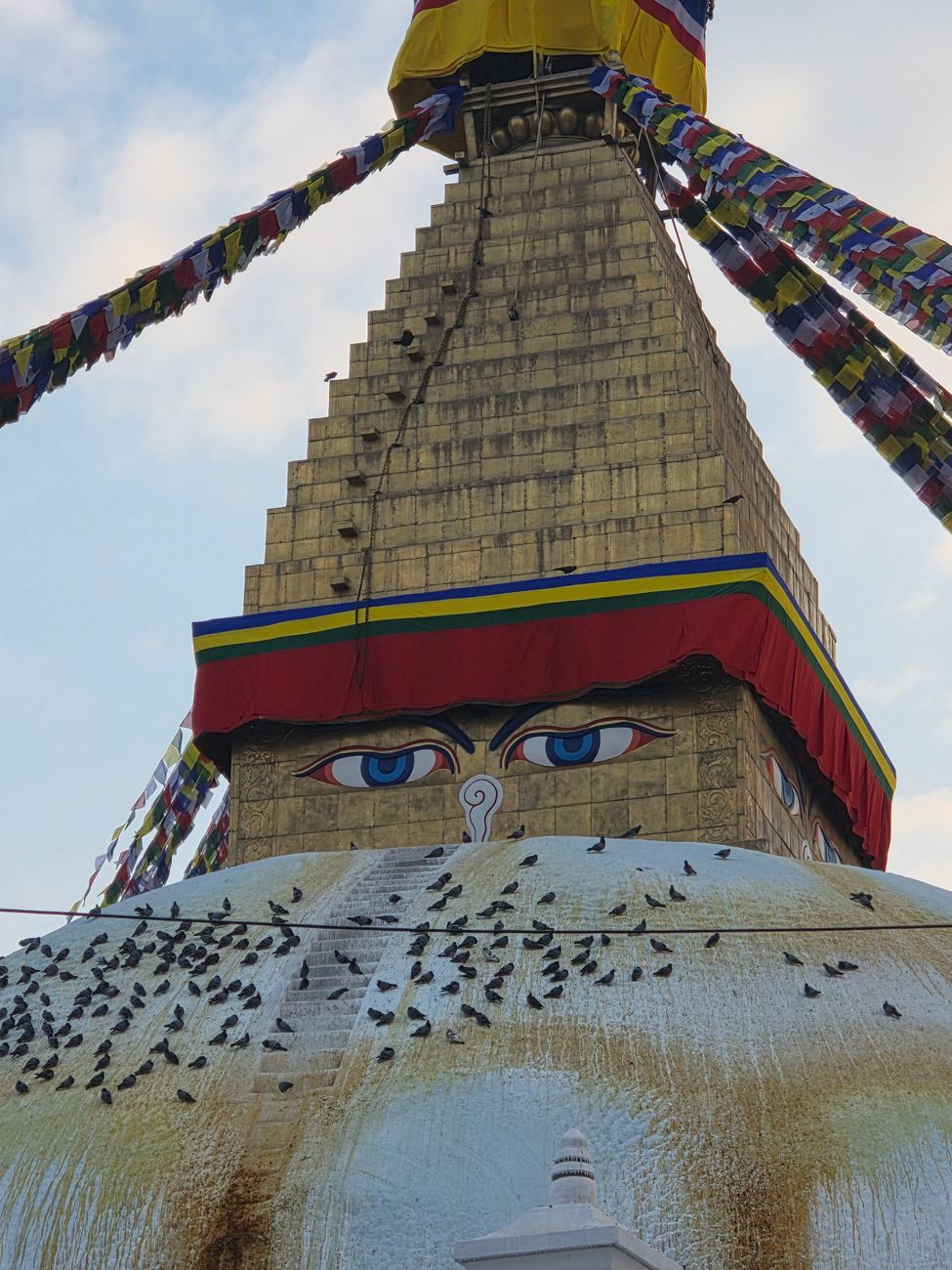 Buddha eyes on the Boudhanath Stupa in Kathmandu, Nepal